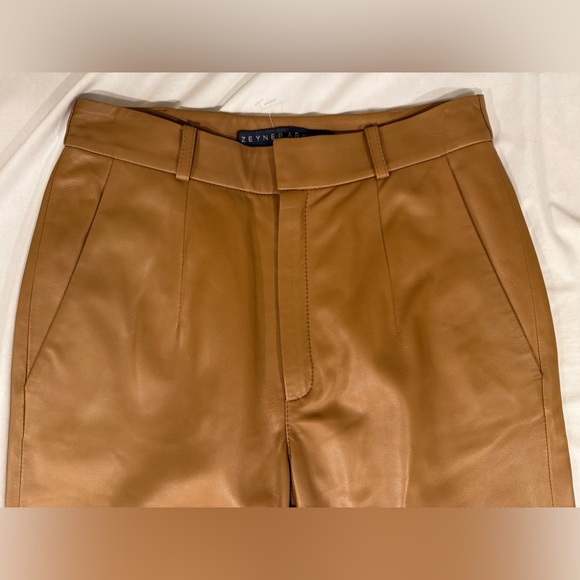 ZEYNEP ARCAY Cool Lamb Skin Leather Pant with Silk lining Color: Biscuit - Picture 7 of 9